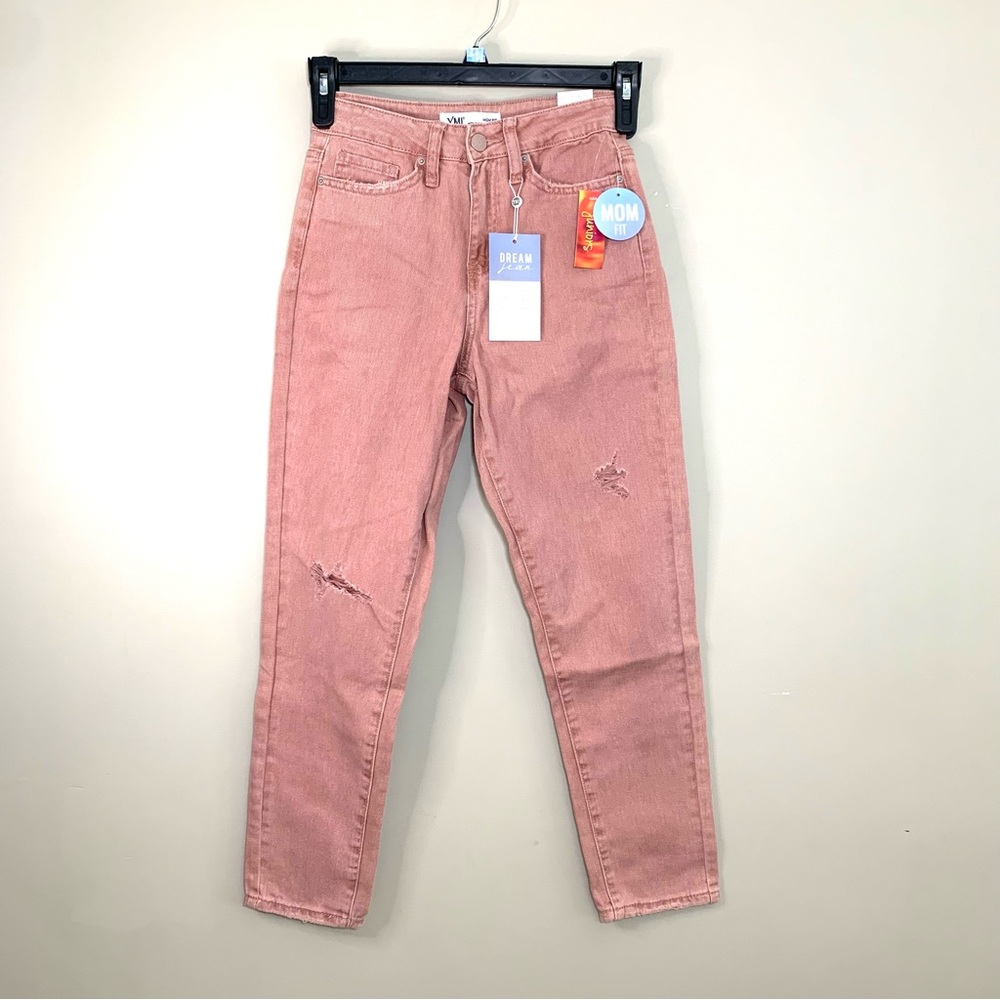 YMI Hybrid Dream Fit High Rise Mom Jeans Mauve Pink Distressed NWT 3/26 Y2K